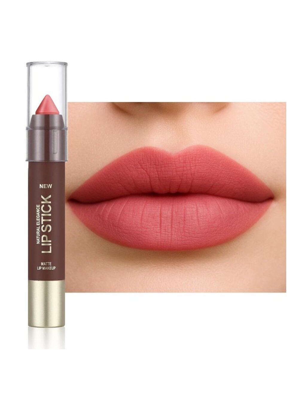 Women's 03# Nude Pink 24 Hour Long-lasting Rose Matte Lipstick Crayon